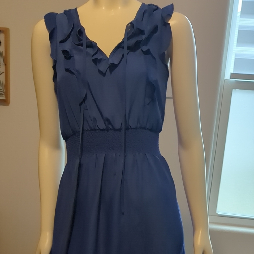 GAP Blue Ruffle Mini Dress - Picture 3 of 5